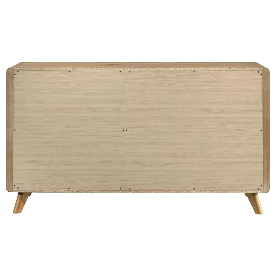 Bennett Mid-Century 6-Drawer Rubberwood Dresser Light Oak