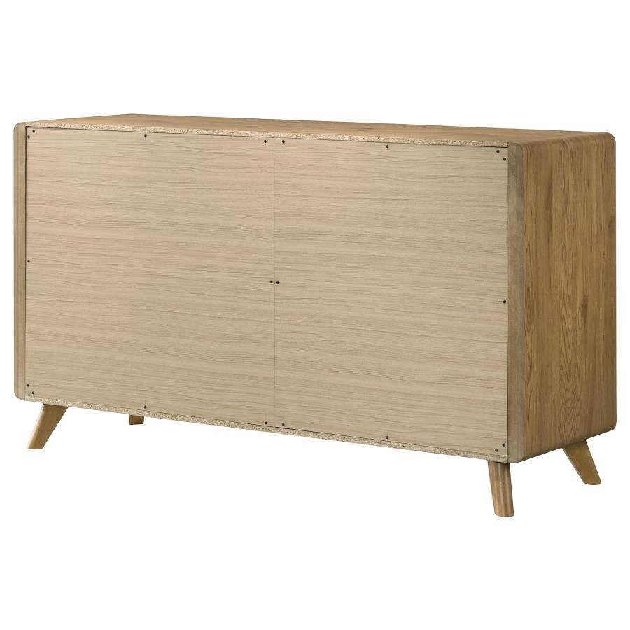 Bennett Mid-Century 6-Drawer Rubberwood Dresser Light Oak
