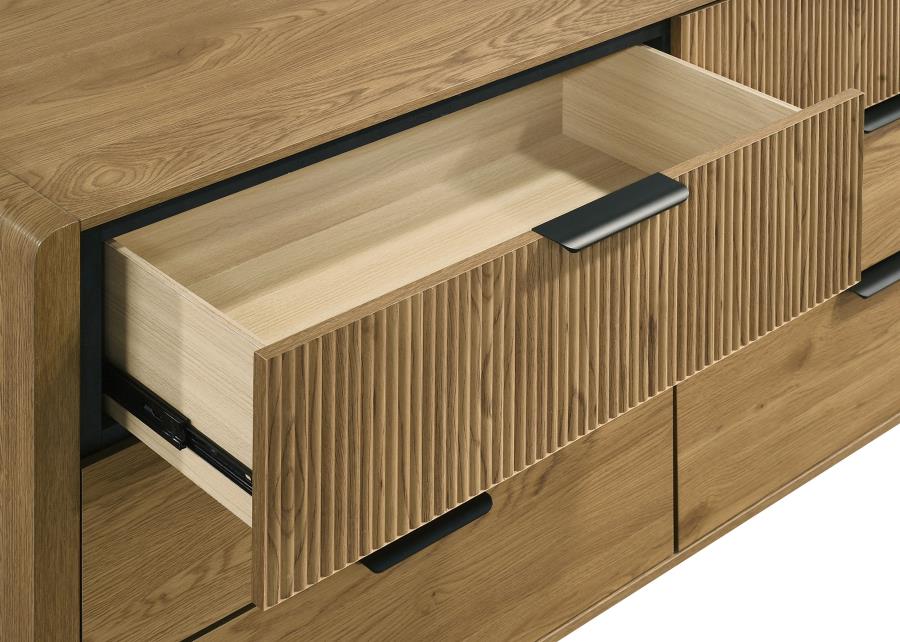 Bennett Mid-Century 6-Drawer Rubberwood Dresser Light Oak