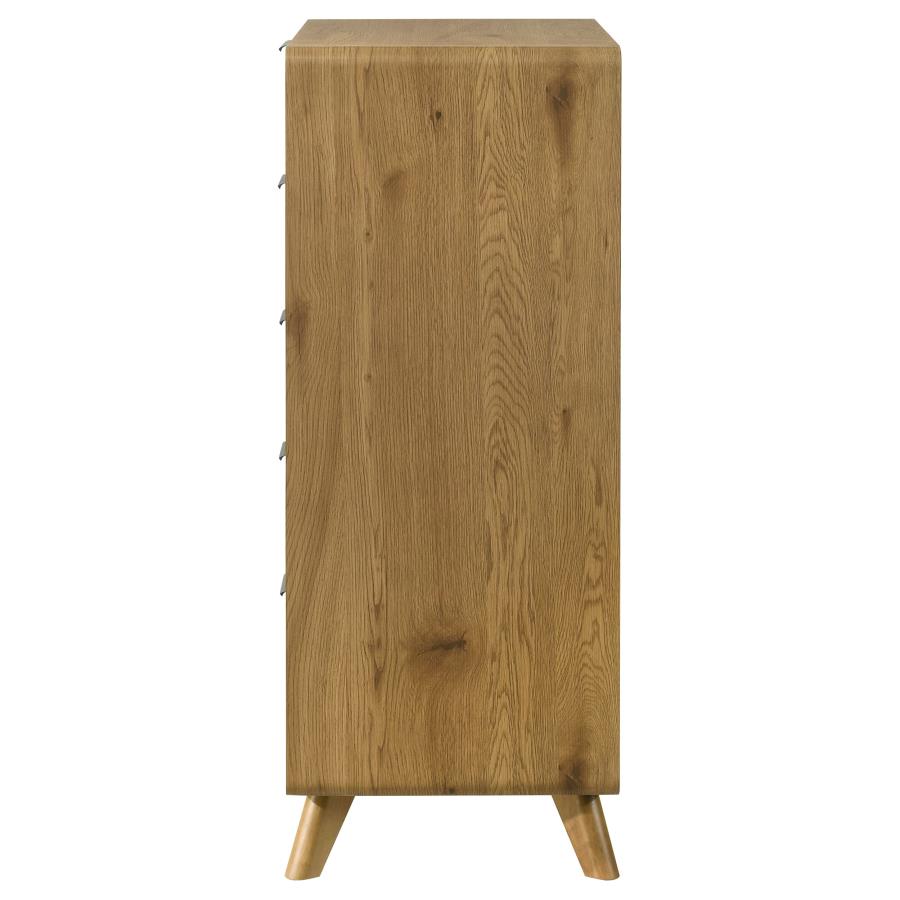 Bennett Mid-Century 5-Drawer Rubberwood Chest Light Oak