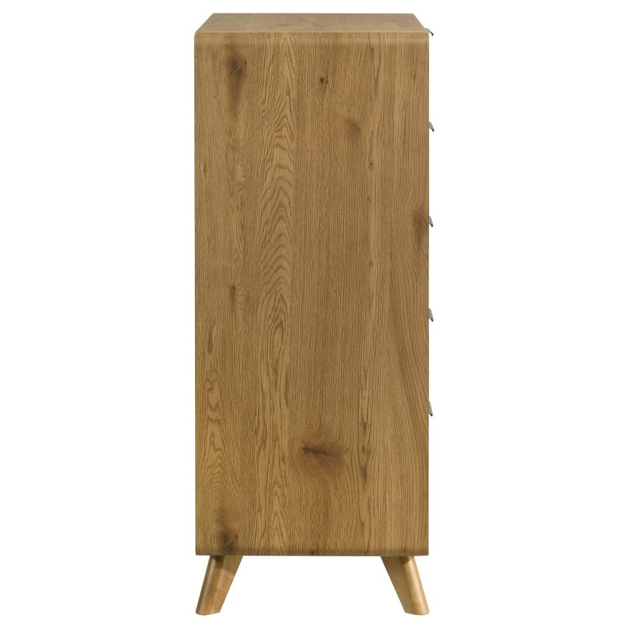 Bennett Mid-Century 5-Drawer Rubberwood Chest Light Oak