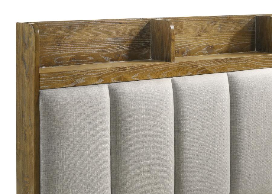 Henderson 57-inch Queen Bookcase Panel Bed Medium Oak