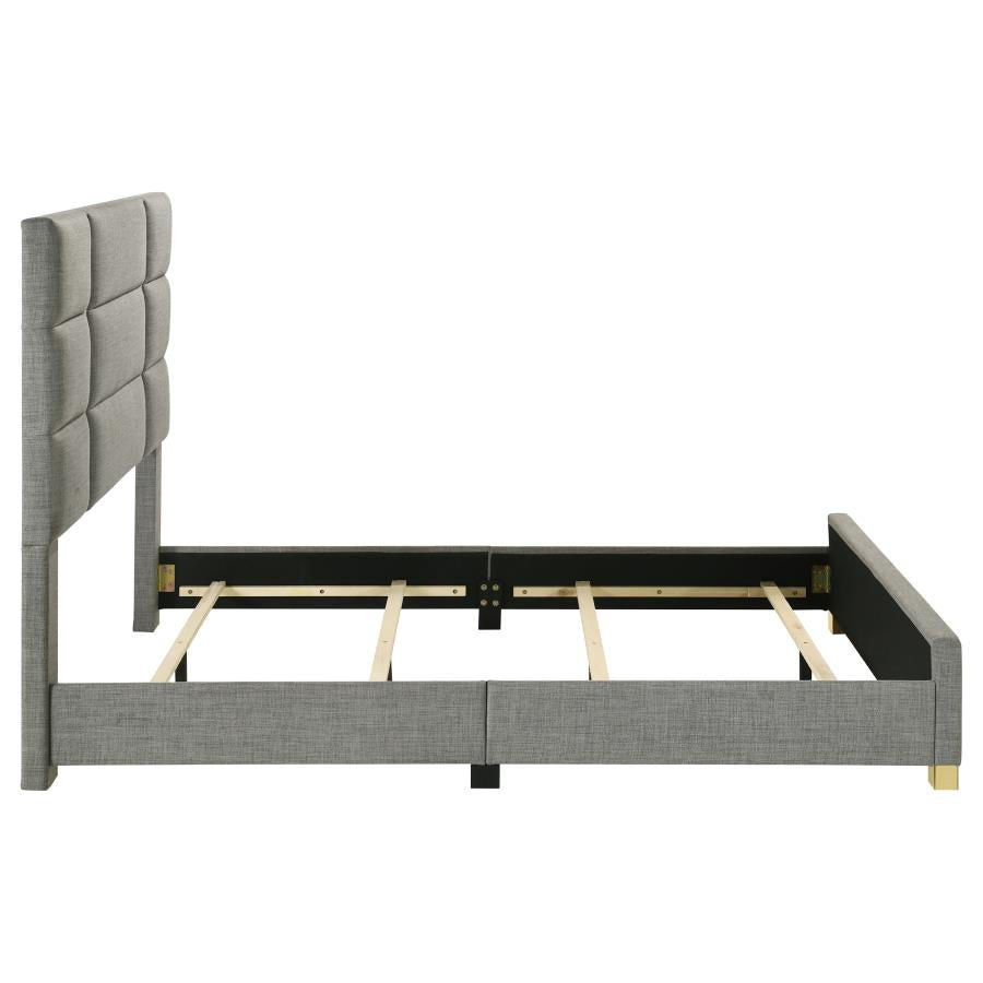 Ines 52-inch Fabric Upholstered Eastern King Panel Bed Grey