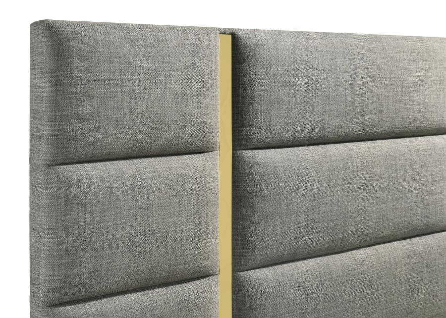 Ines 52-inch Fabric Upholstered Eastern King Panel Bed Grey