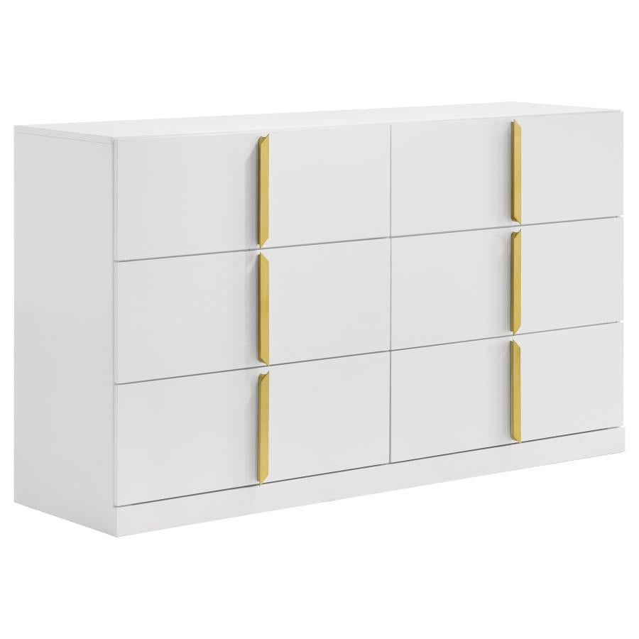 Ines 4-piece Queen Bedroom Set Navy and White High Gloss