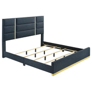 Ines 52-inch Fabric Upholstered Queen Panel Bed Navy