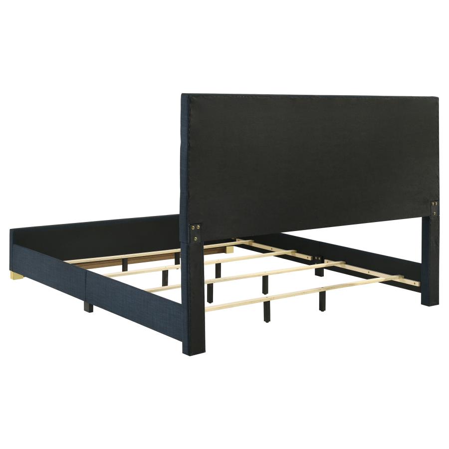 Ines 52-inch Fabric Upholstered Queen Panel Bed Navy