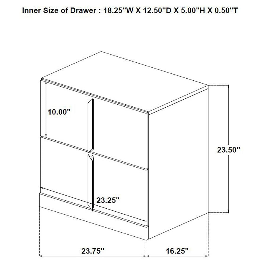 Ines 2-drawer Nightstand Bedside Table White High Gloss