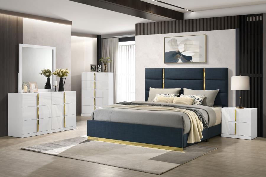 Ines 2-drawer Nightstand Bedside Table White High Gloss