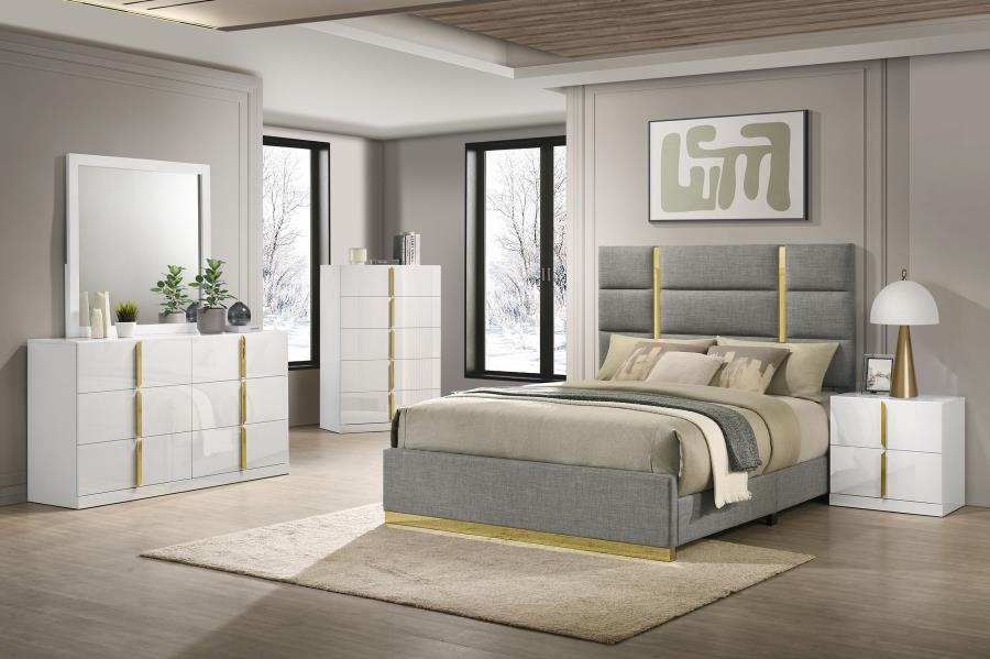 Ines 2-drawer Nightstand Bedside Table White High Gloss