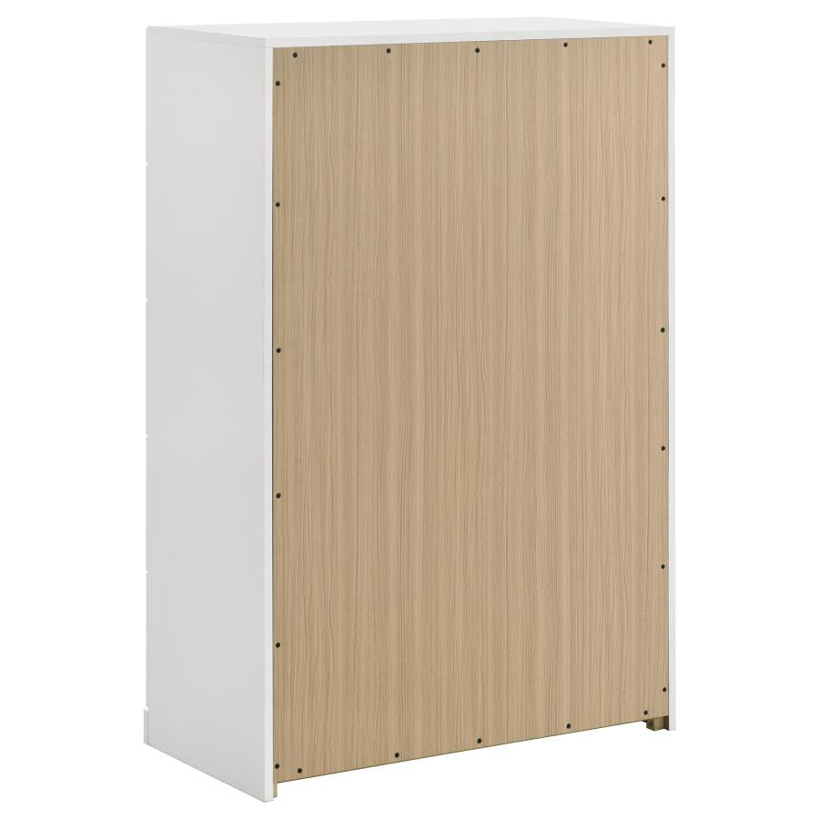 Ines 5-drawer Bedroom Chest of Drawers White High Gloss