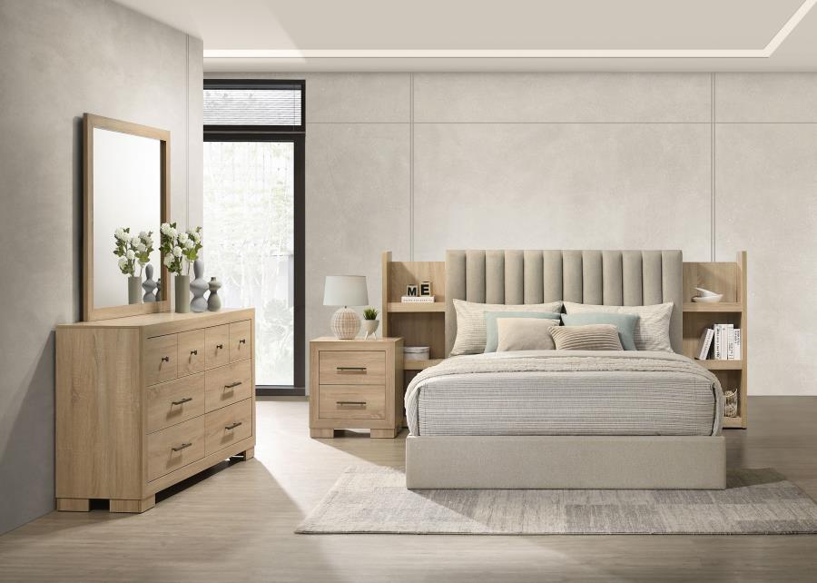 Arielle 4-Piece Eastern King Upholstered Bedroom Set Light Oak