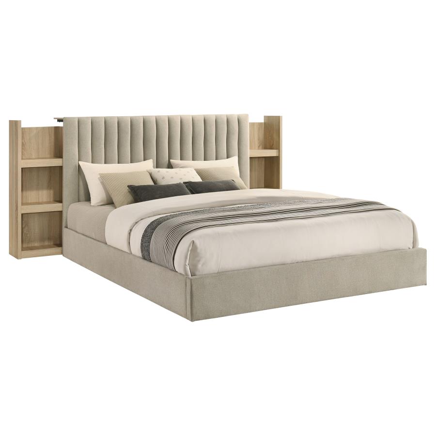 Arielle 4-Piece Eastern King Upholstered Bedroom Set Light Oak