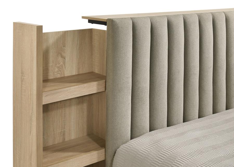 Arielle 4-Piece Eastern King Upholstered Bedroom Set Light Oak