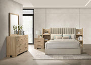 Arielle 4-Piece Queen Upholstered Bedroom Set Light Oak