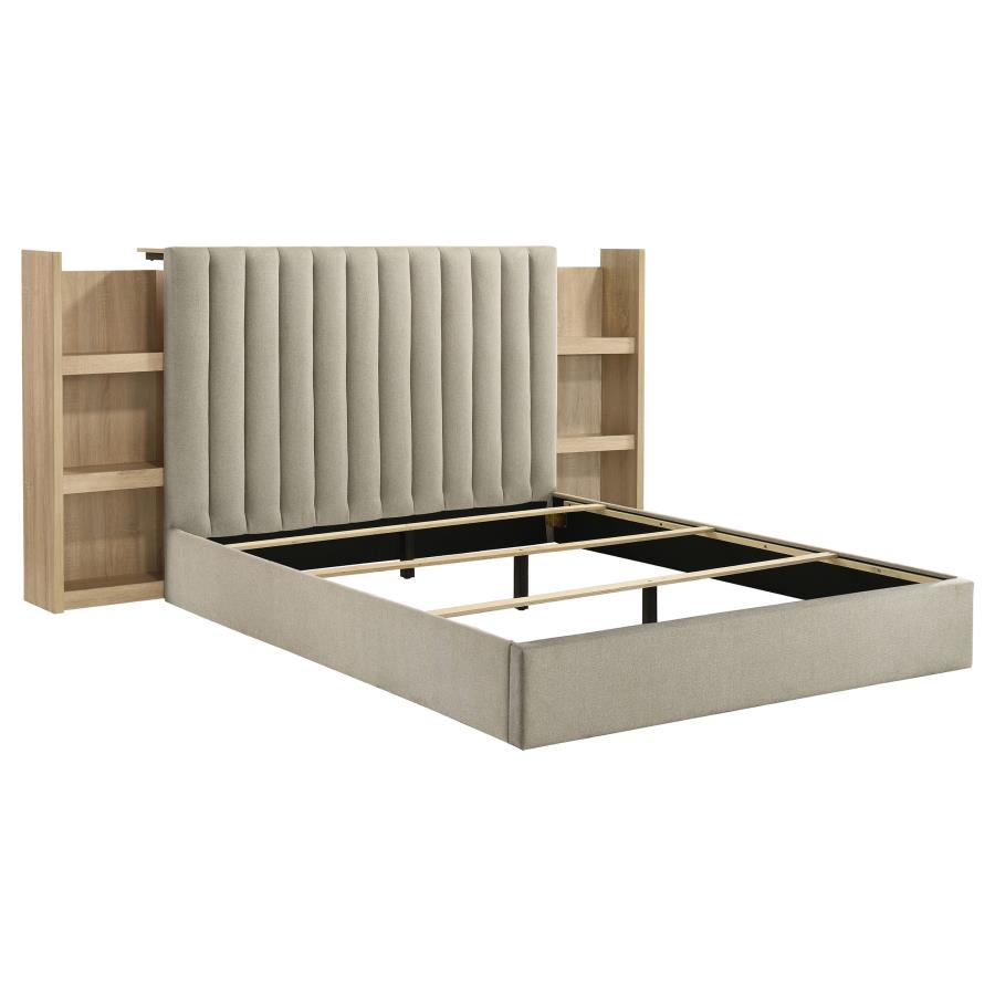 Arielle 4-Piece Queen Upholstered Bedroom Set Light Oak