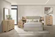 Arielle 5-Piece Queen Upholstered Bedroom Set Light Oak