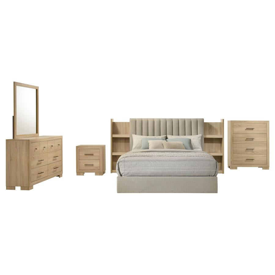 Arielle 5-Piece Queen Upholstered Bedroom Set Light Oak