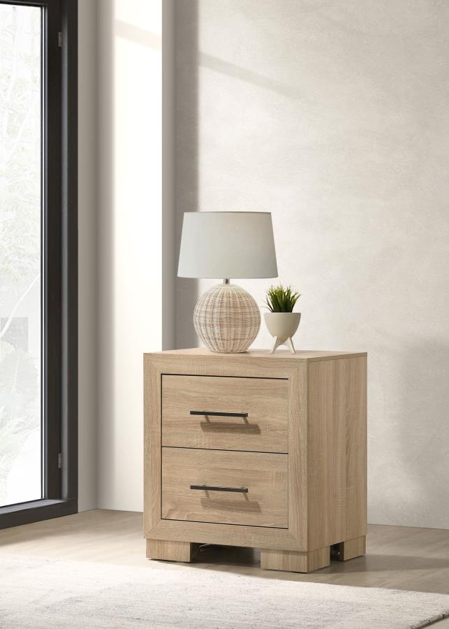 Arielle 2-Drawer Nightstand with Concealed Casters Light Oak
