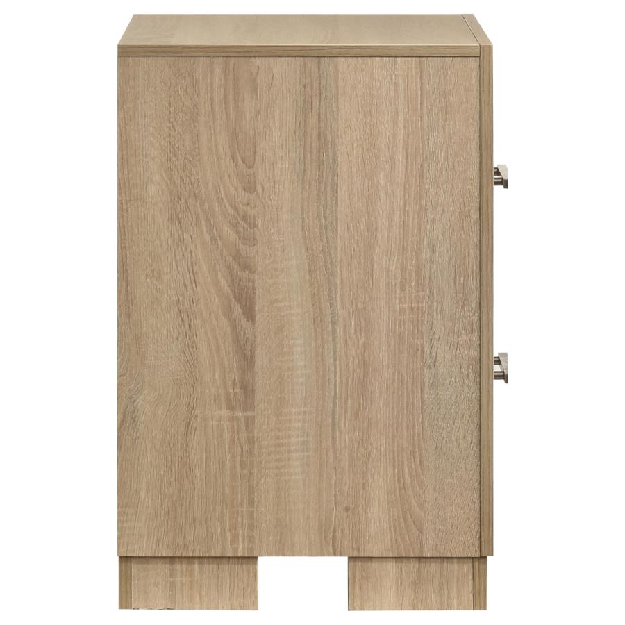Arielle 2-Drawer Nightstand with Concealed Casters Light Oak