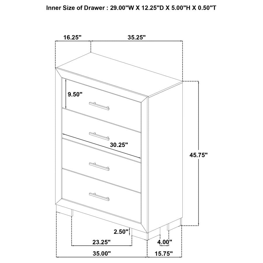 Arielle 4-Drawer Bedroom Chest with Framed Fronts Light Oak