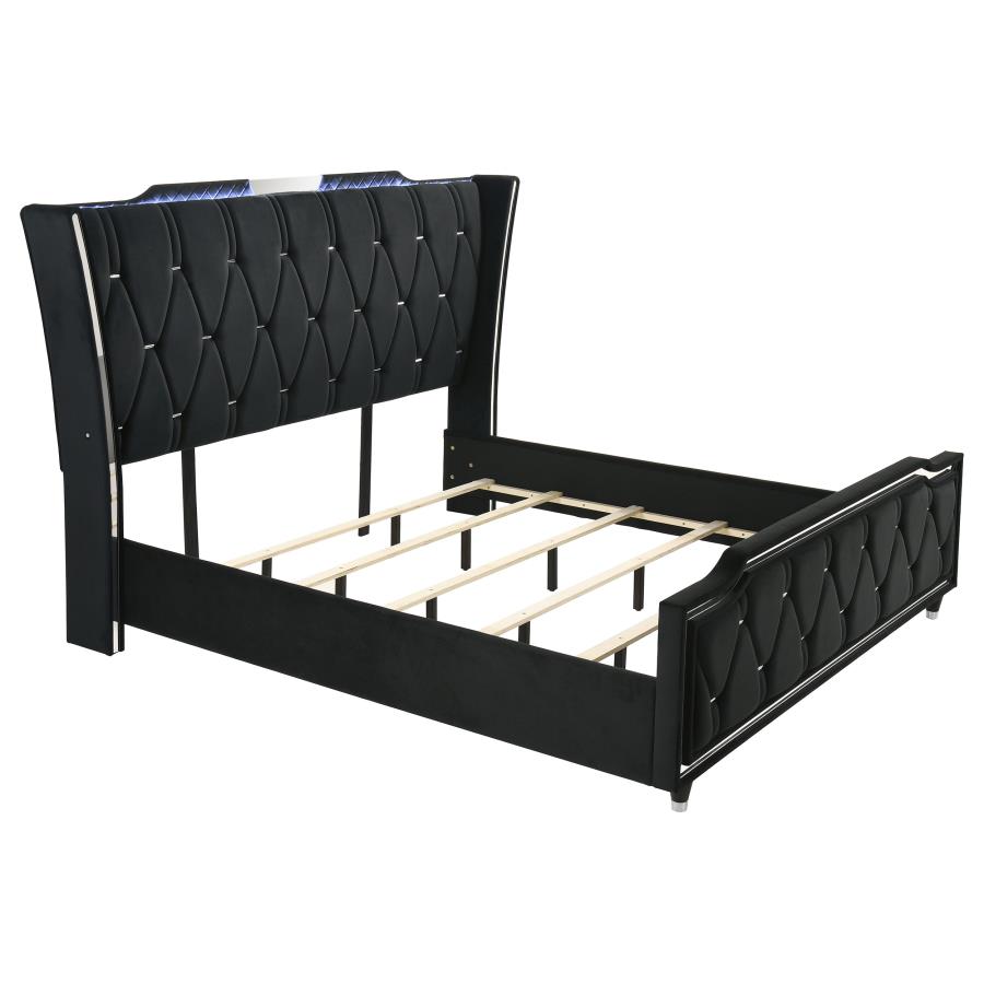 Lorient 5-piece California King Fireplace Bedroom Set Black