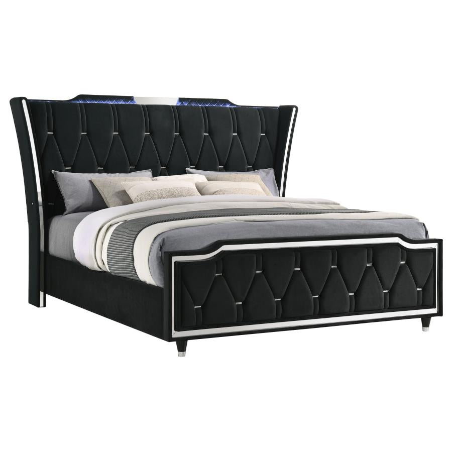 Lorient California King LED Upholstered Bed Black