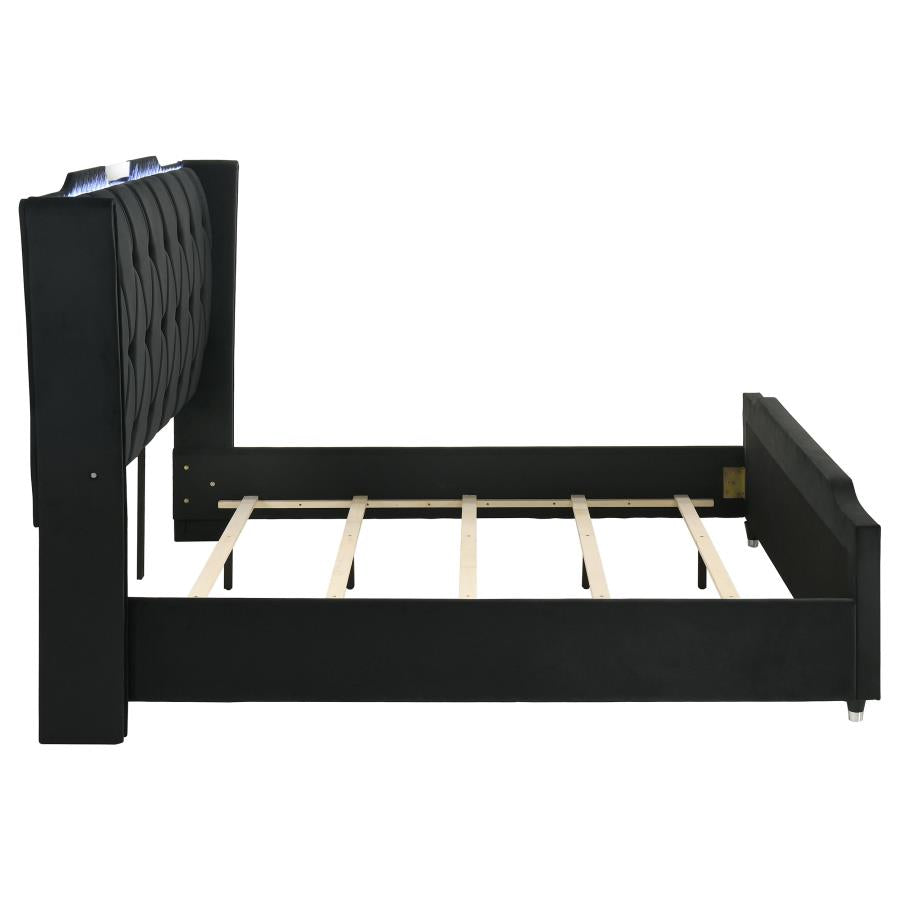 Lorient California King LED Upholstered Bed Black