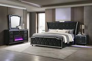 Lorient 4-piece Queen Fireplace Bedroom Set Black