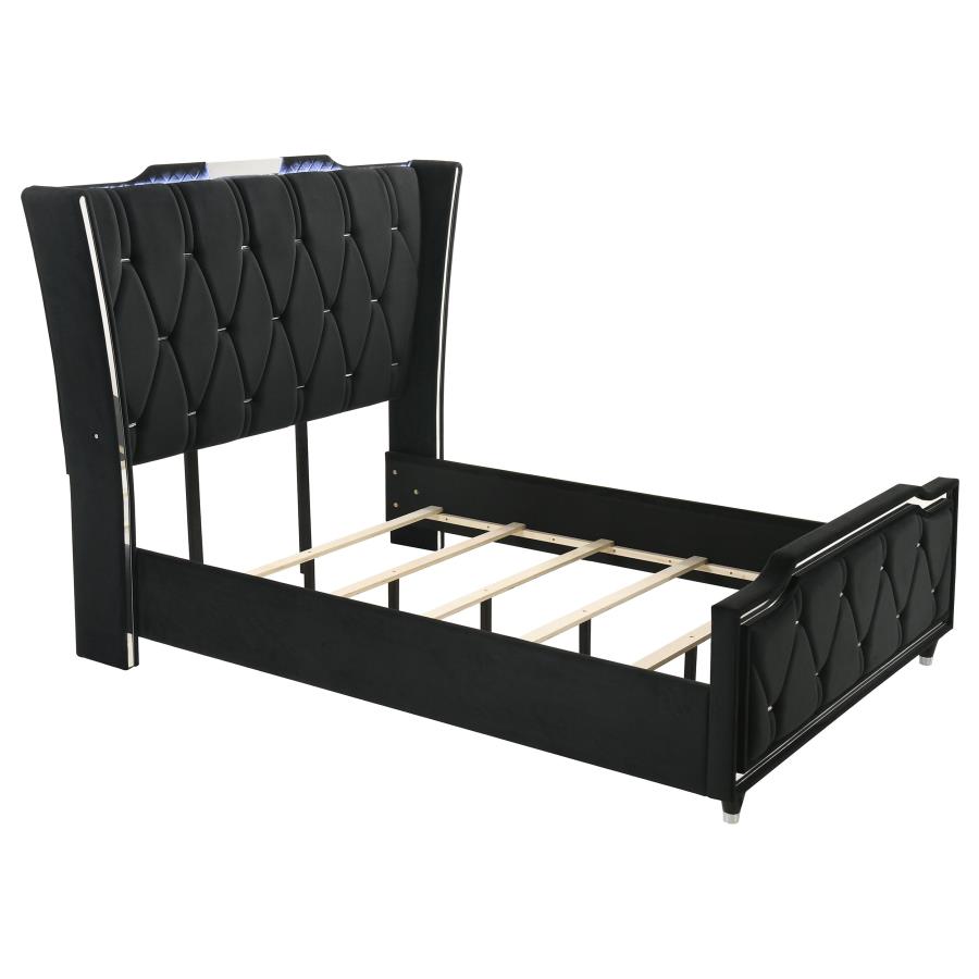 Lorient 4-piece Queen Fireplace Bedroom Set Black