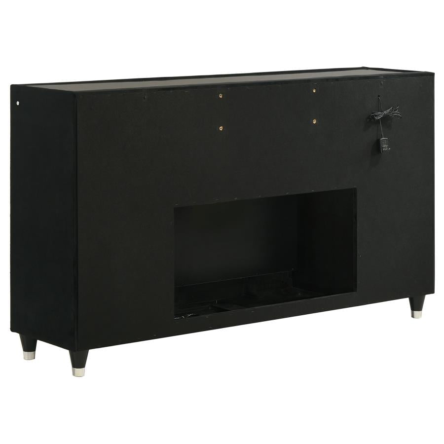 Lorient 4-piece Queen Fireplace Bedroom Set Black