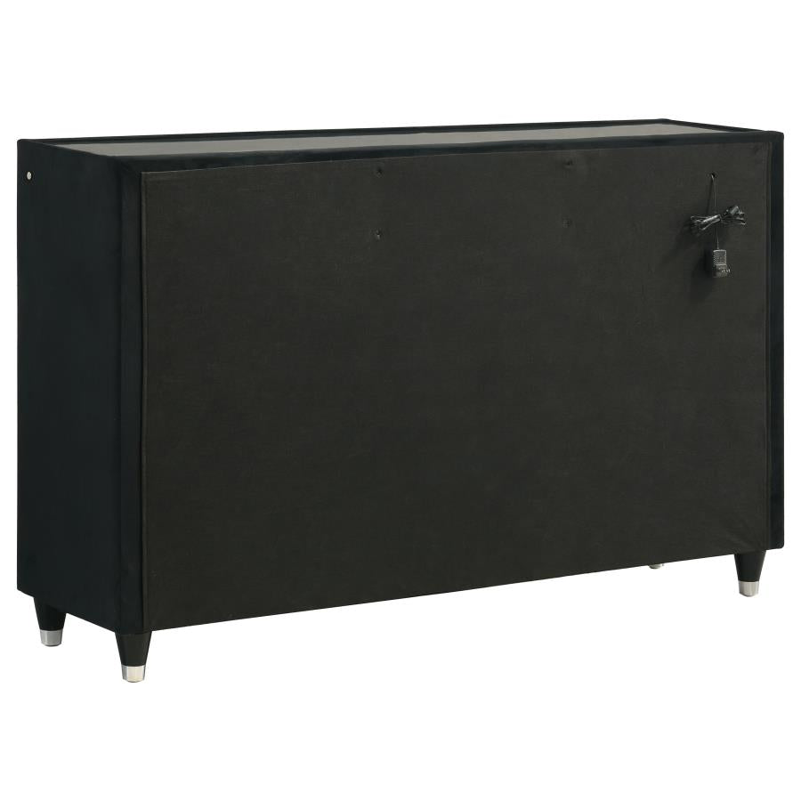 Ravenne 5-piece Velvet Upholstered Queen LED Bedroom Set Black