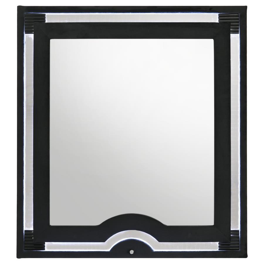 Ravenne Velvet Upholstered LED Dresser Mirror Black
