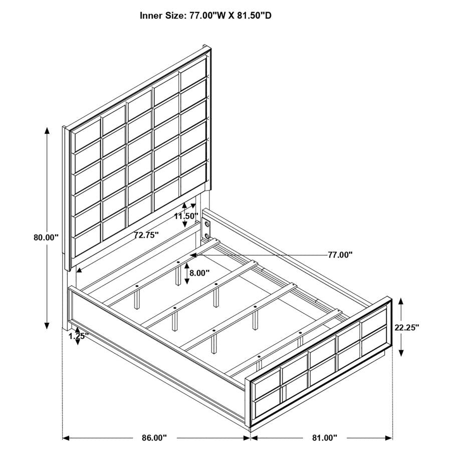 Durango 80-inch Eastern King Panel Bed Smoked Peppercorn