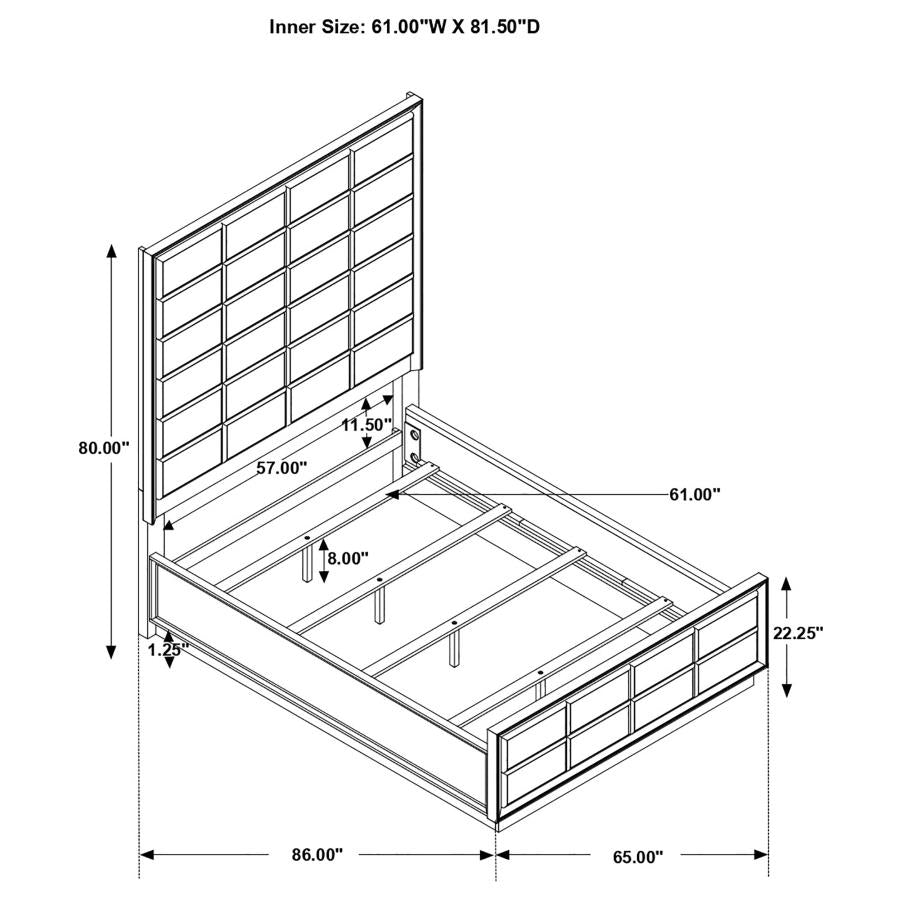 Durango 80-inch Queen Panel Bed Smoked Peppercorn