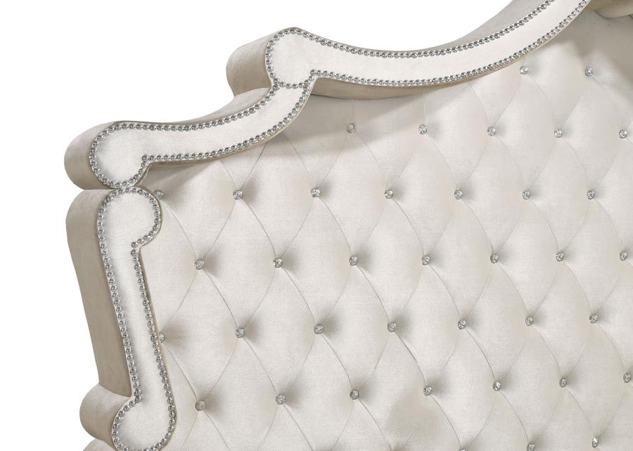 Antonella Upholstered California King Panel Bed Ivory And Camel