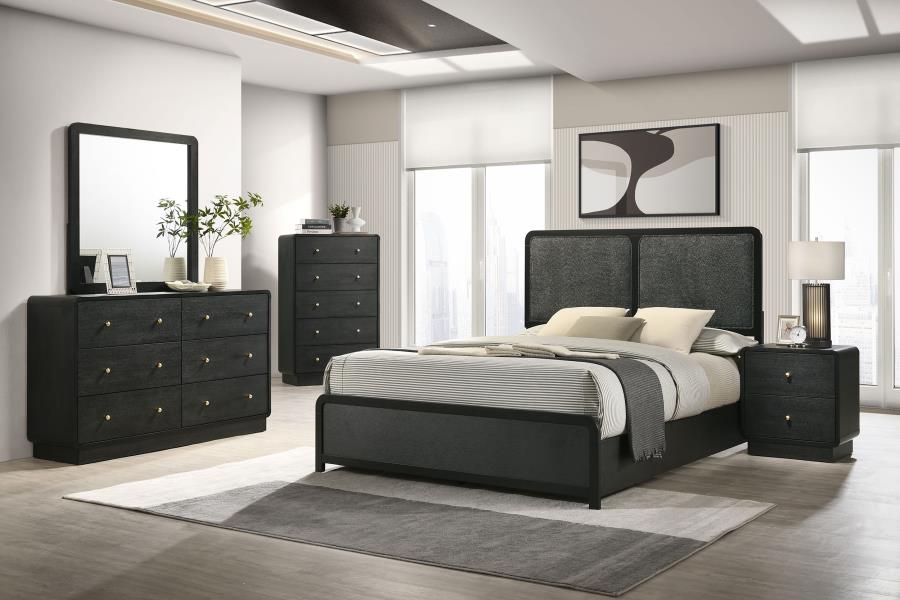 Cavelle 51-inch Upholstered Eastern King Panel Bed Black