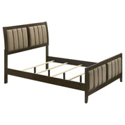 Wilkes Full Vertical-Channel Upholstered Panel Bed Dark Cocoa