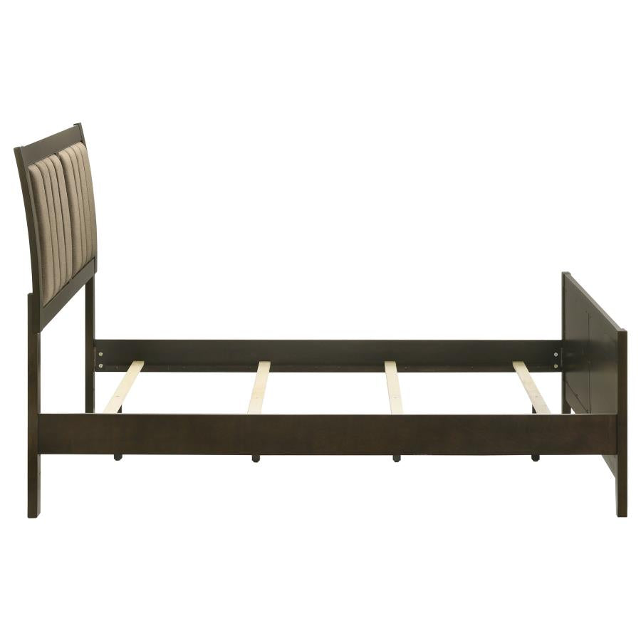 Wilkes Full Vertical-Channel Upholstered Panel Bed Dark Cocoa