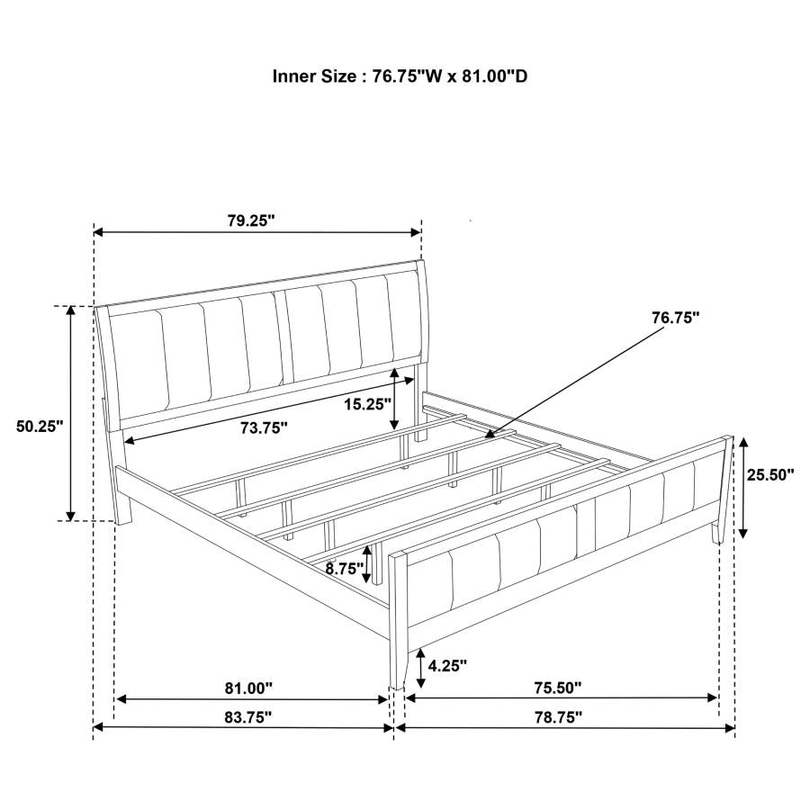 Wilkes Eastern King Vertical-Channel Upholstered Panel Bed Dark Cocoa
