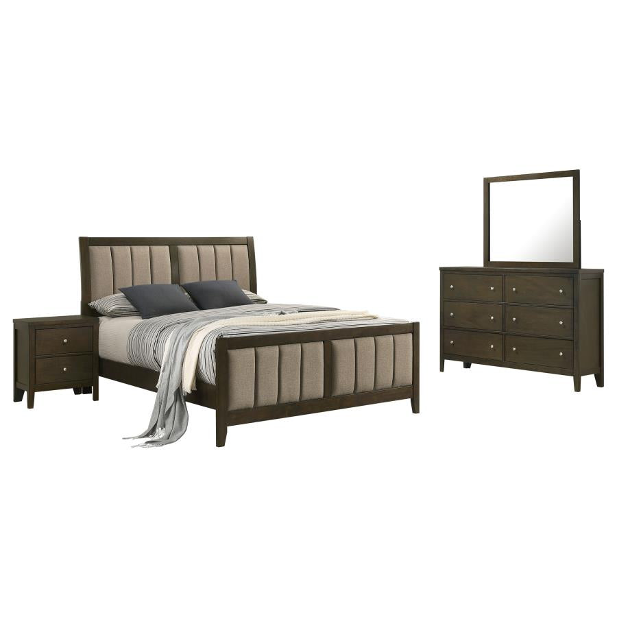 Wilkes 4-Piece Queen Bedroom Set with Upholstered Bed Dark Cocoa