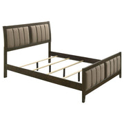Wilkes Queen Vertical-Channel Upholstered Panel Bed Dark Cocoa