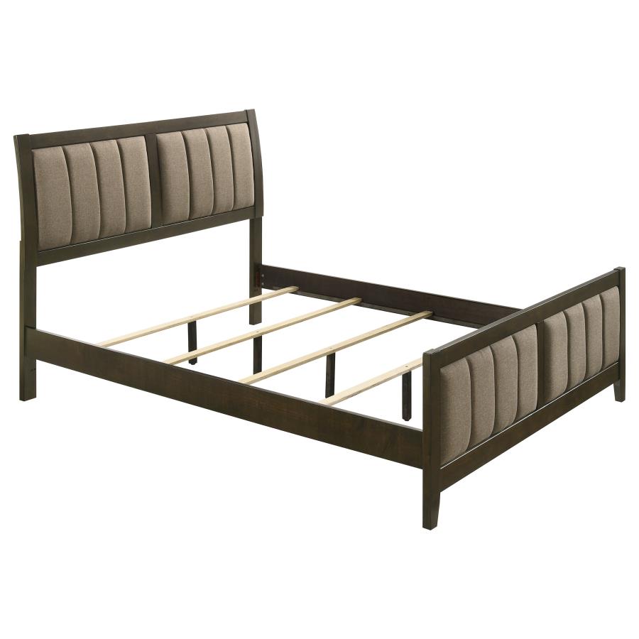 Wilkes Queen Vertical-Channel Upholstered Panel Bed Dark Cocoa