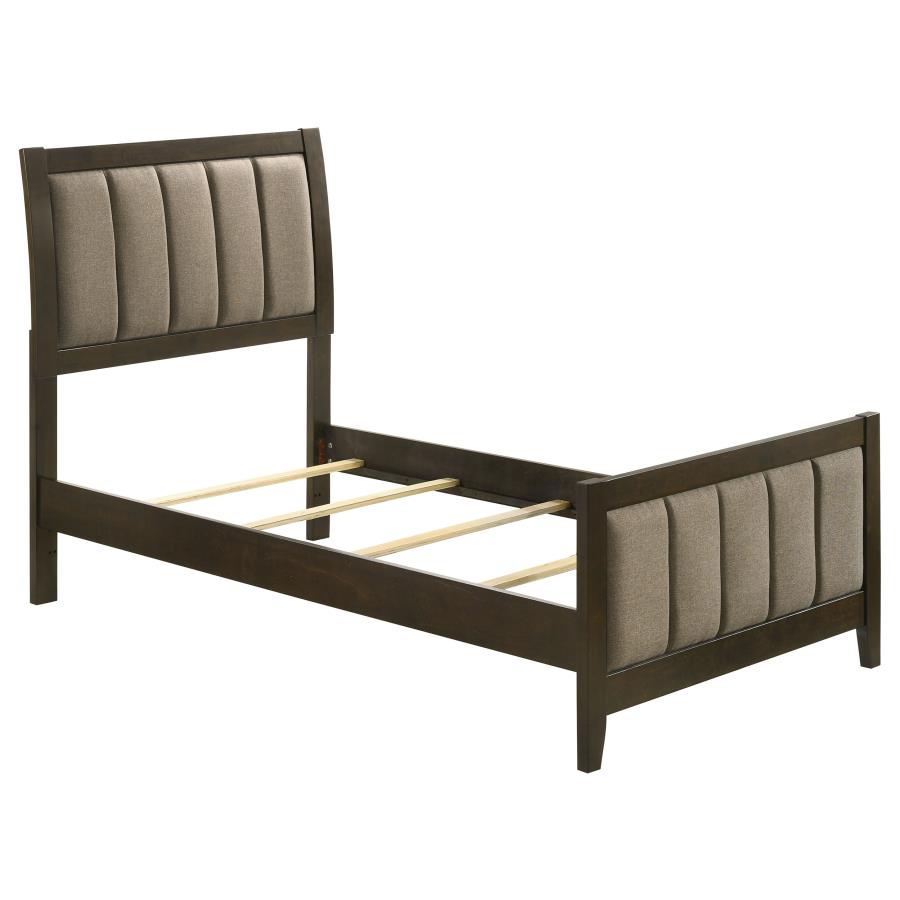 Wilkes 4-Piece Twin Bedroom Set with Upholstered Bed Dark Cocoa