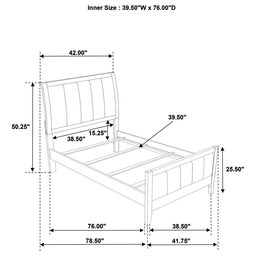 Wilkes 4-Piece Twin Bedroom Set with Upholstered Bed Dark Cocoa