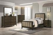 Wilkes 5-Piece Twin Bedroom Set with Upholstered Bed Dark Cocoa