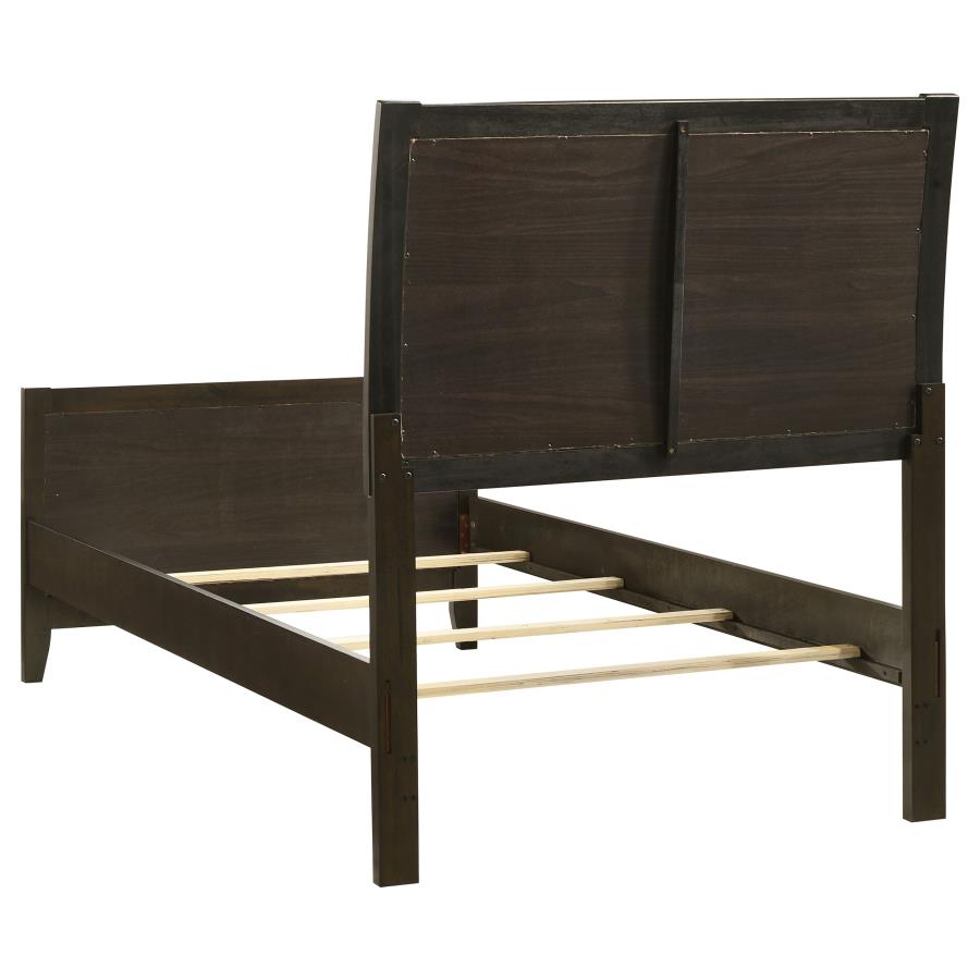 Wilkes 5-Piece Twin Bedroom Set with Upholstered Bed Dark Cocoa