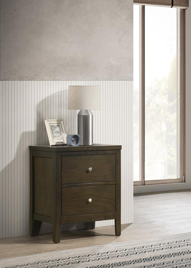 Wilkes Transitional 2-Drawer Nightstand with Metal Knobs Dark Cocoa