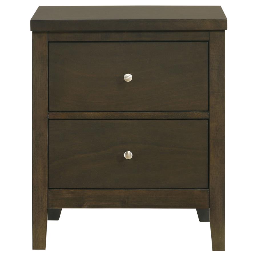 Wilkes Transitional 2-Drawer Nightstand with Metal Knobs Dark Cocoa