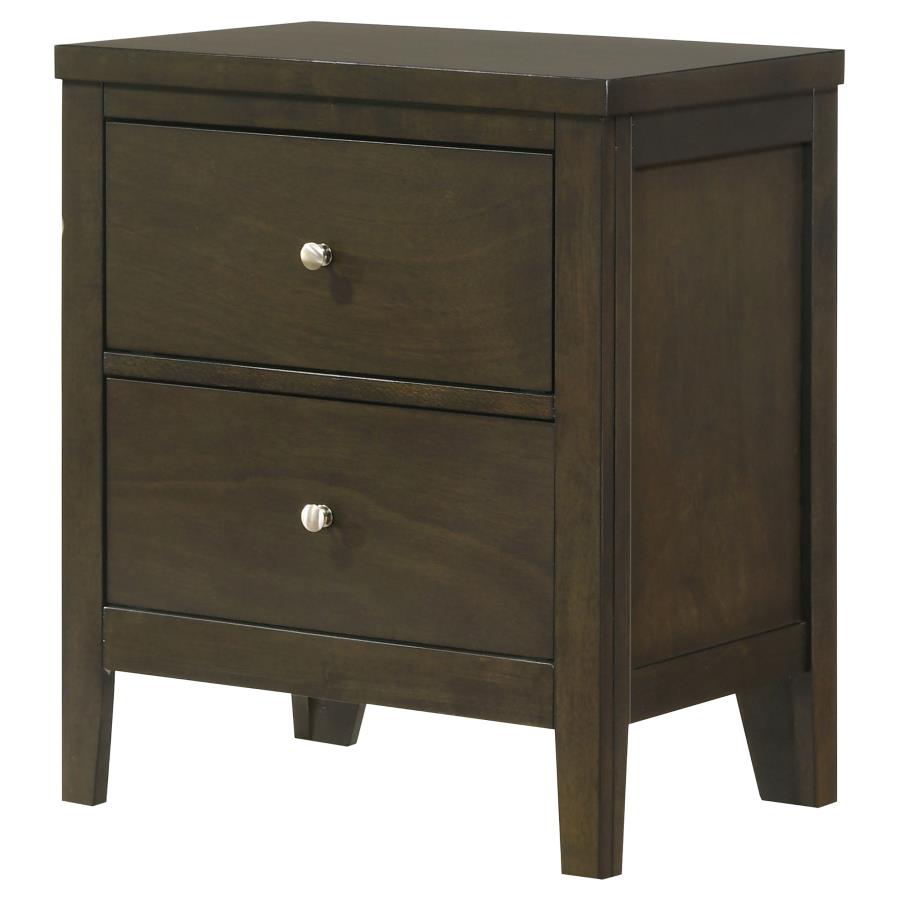 Wilkes Transitional 2-Drawer Nightstand with Metal Knobs Dark Cocoa